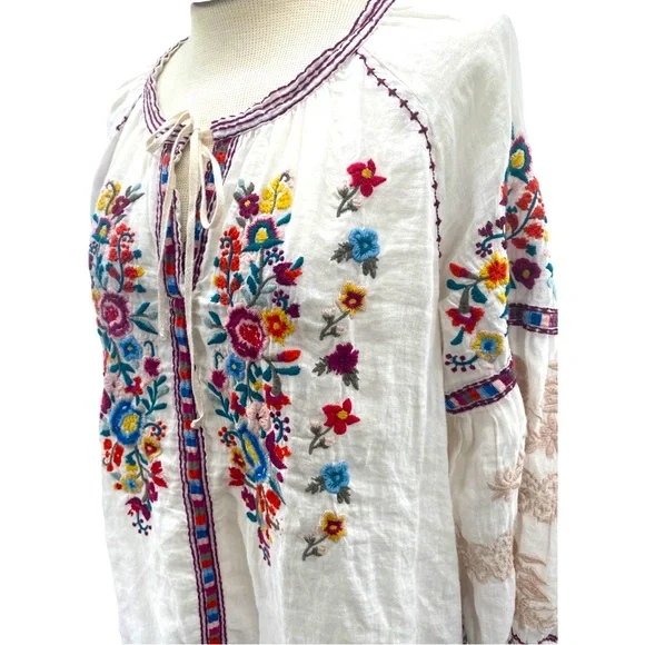Johnny Was Allegra Embroidered Peasant Blouse Size Large - Picture 7 of 11
